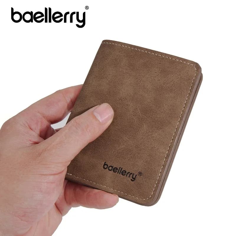 Baellerry Thin Sanded Leather Wallets Driver's License Card Holder Casual Business Multi-Function Bifold Men's Short Wallet