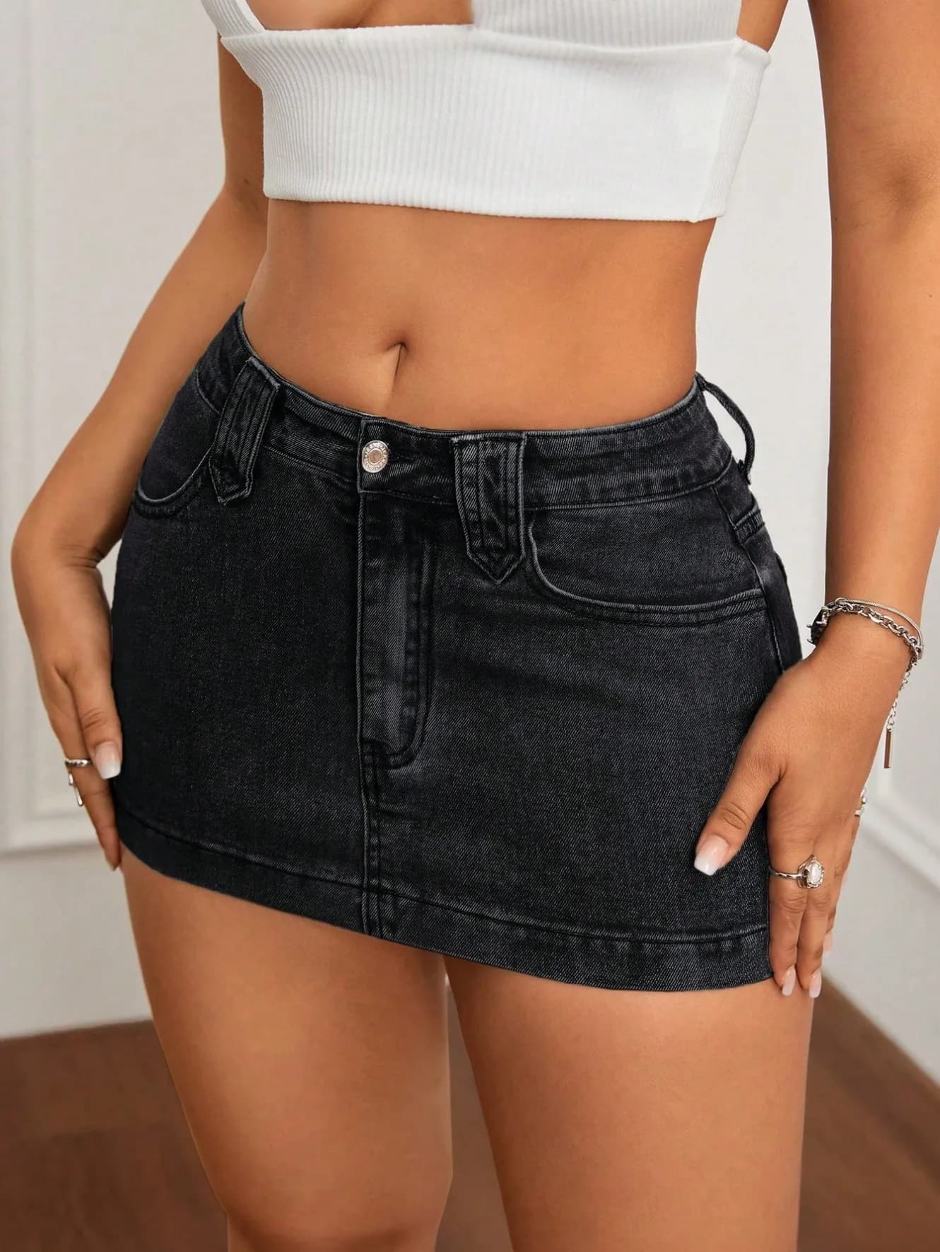 High Waist Bodycon Denim Mini Skirt