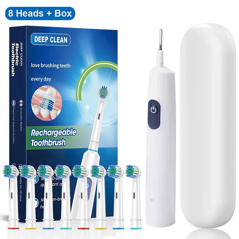 Electric Rotary Toothbrush With Eight Brush Heads