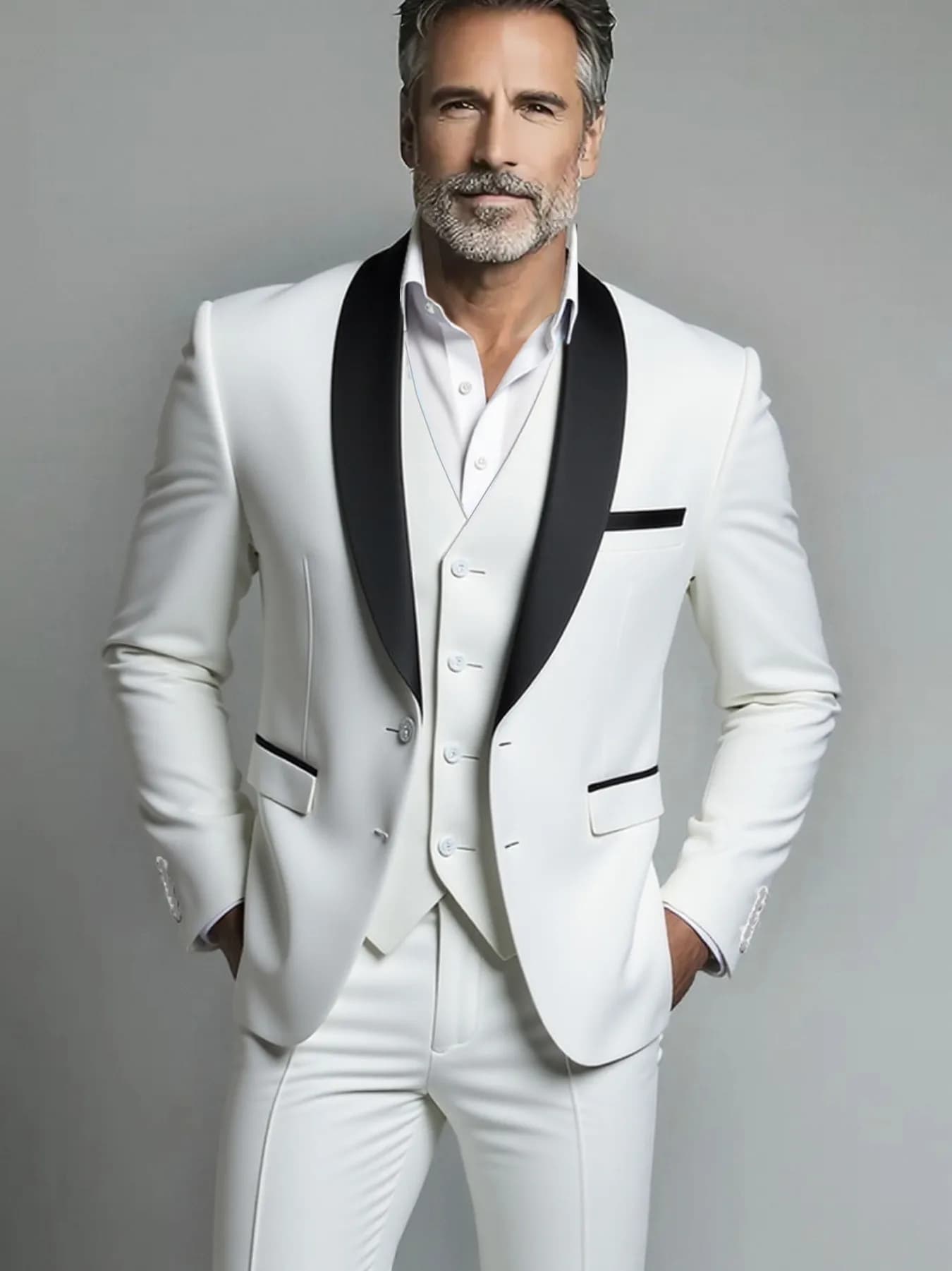 Men's Solid Color Three-Piece Formal Suit