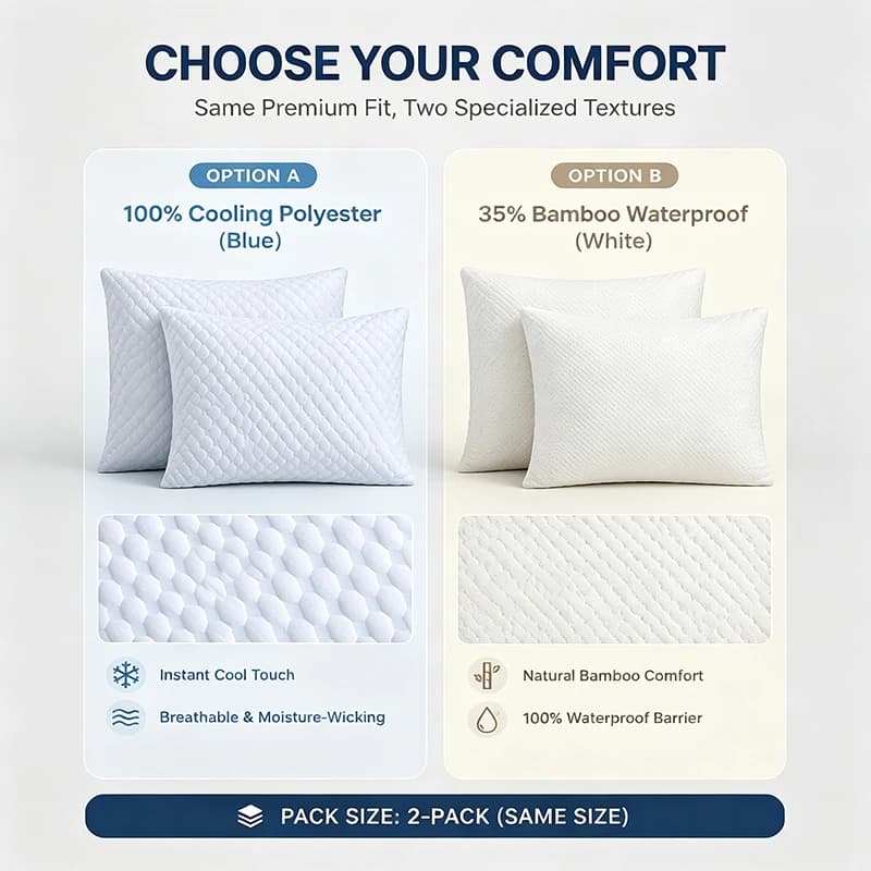 Bamboo Fiber Cooling Pillowcase with Zip