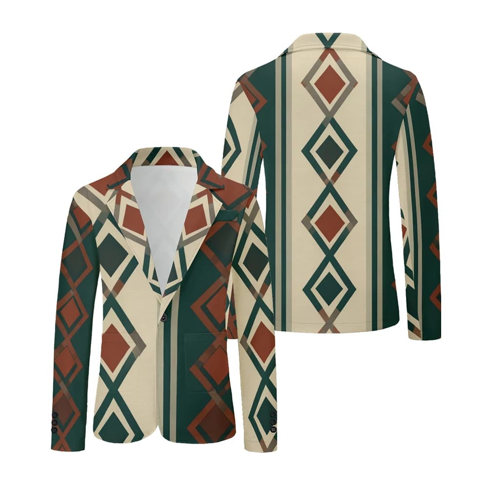 Men's Geometric Print Oversized Blazer