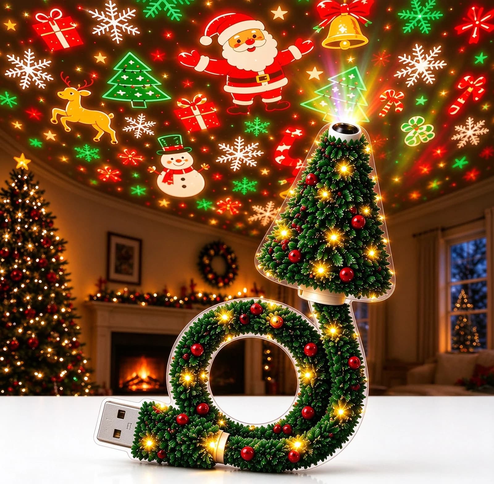 Christmas Tree Projection Light USB LED Projector
