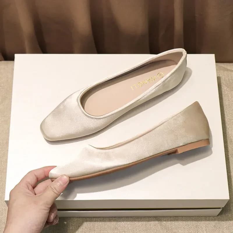 Women's Low Heel Square Toe Office Flats