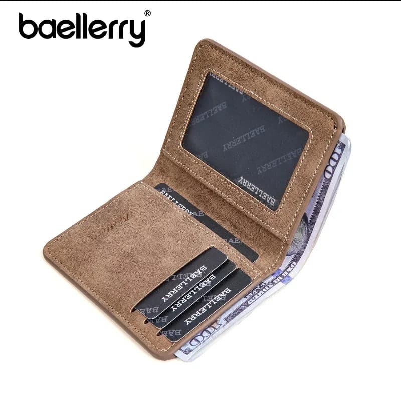 Baellerry Thin Sanded Leather Wallets Driver's License Card Holder Casual Business Multi-Function Bifold Men's Short Wallet