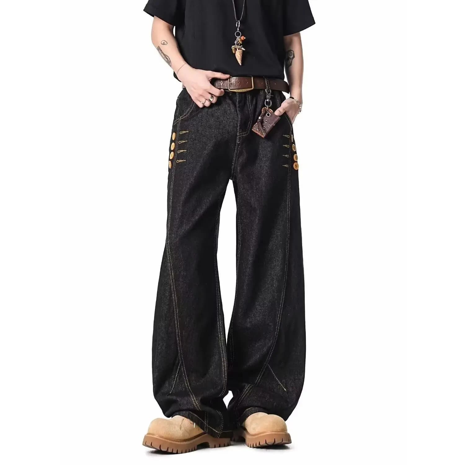 Men's Straight Skinny Loose Wide Leg Jeans