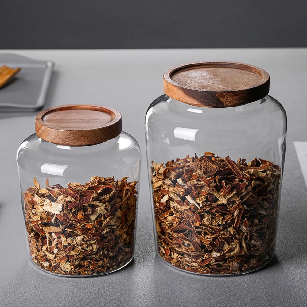 Glass Airtight Storage Jar with Wood Lid