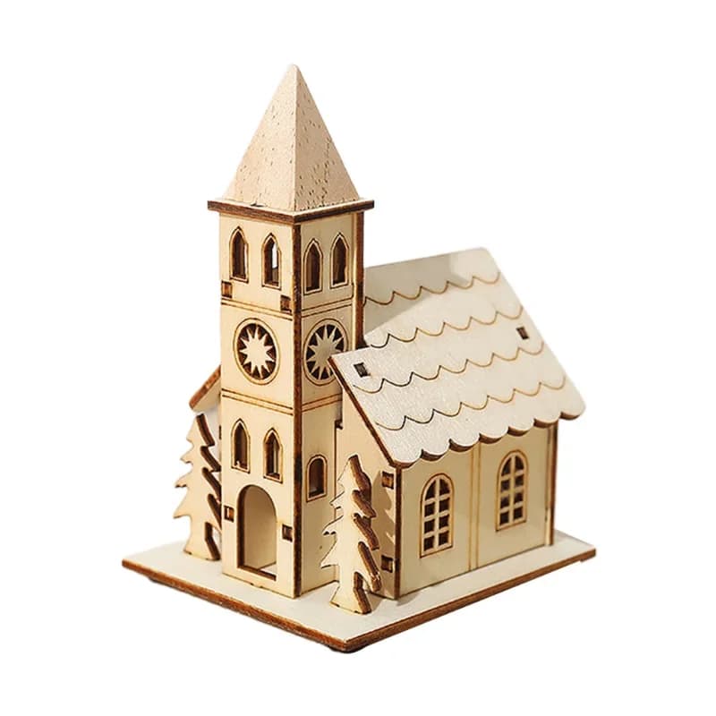 Wooden Mini House Luminous Christmas Ornament