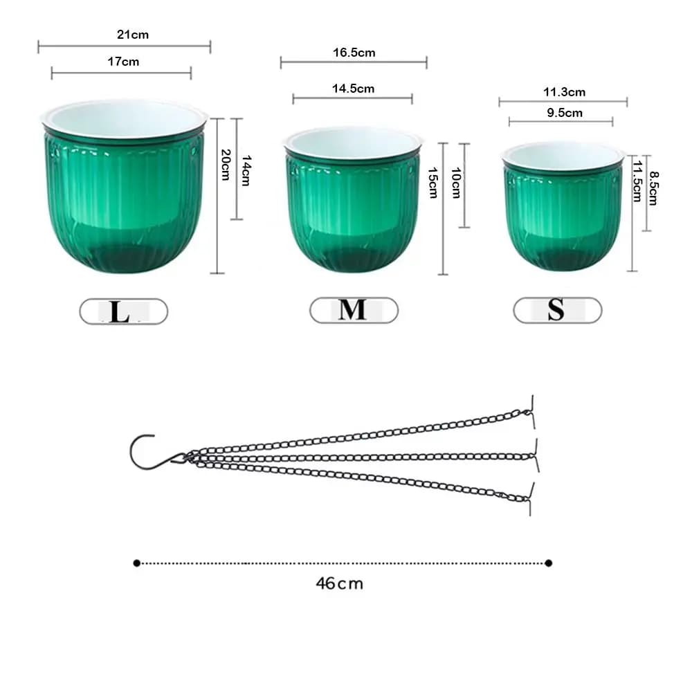 Garden Decoration Self-watering Flower Pot Plant with Drainage Holes Hanging Flower Pots with Chain Lazy Planter Home Decor