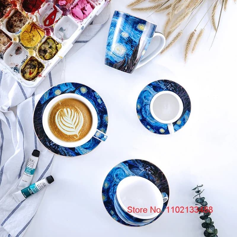 Van Gogh Starry Night Ceramic Coffee Cup Set
