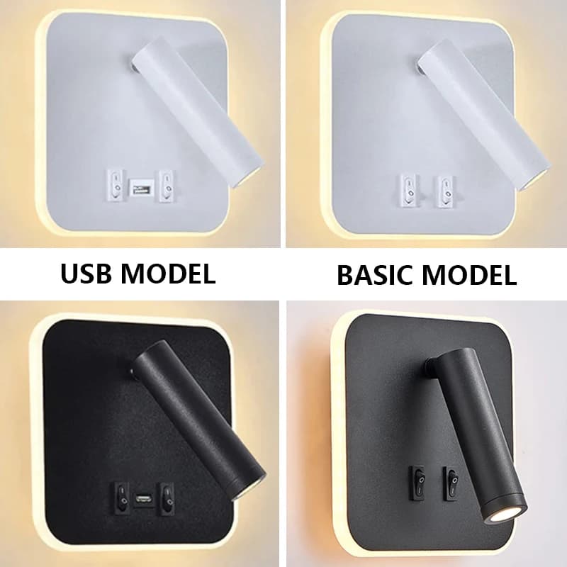 LED Bedside Wall Lamp with USB Port