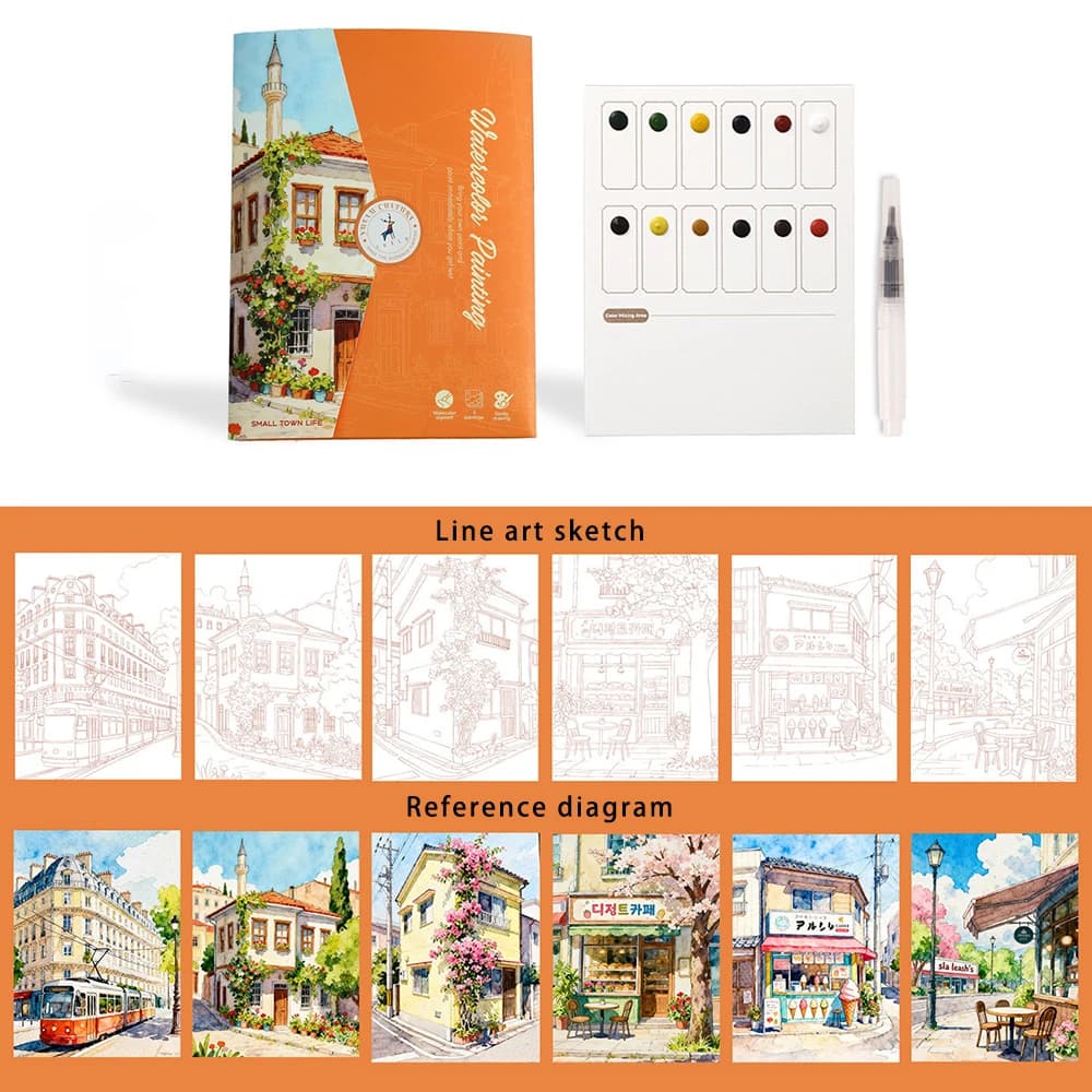 Watercolor Painting Set With Paper and Pen