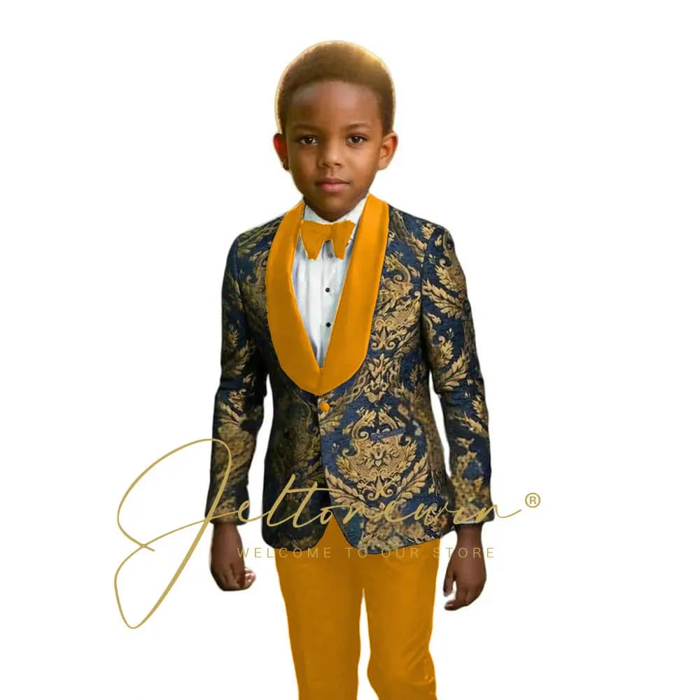 Navy Floral Boys Suit Set – 2 Pieces