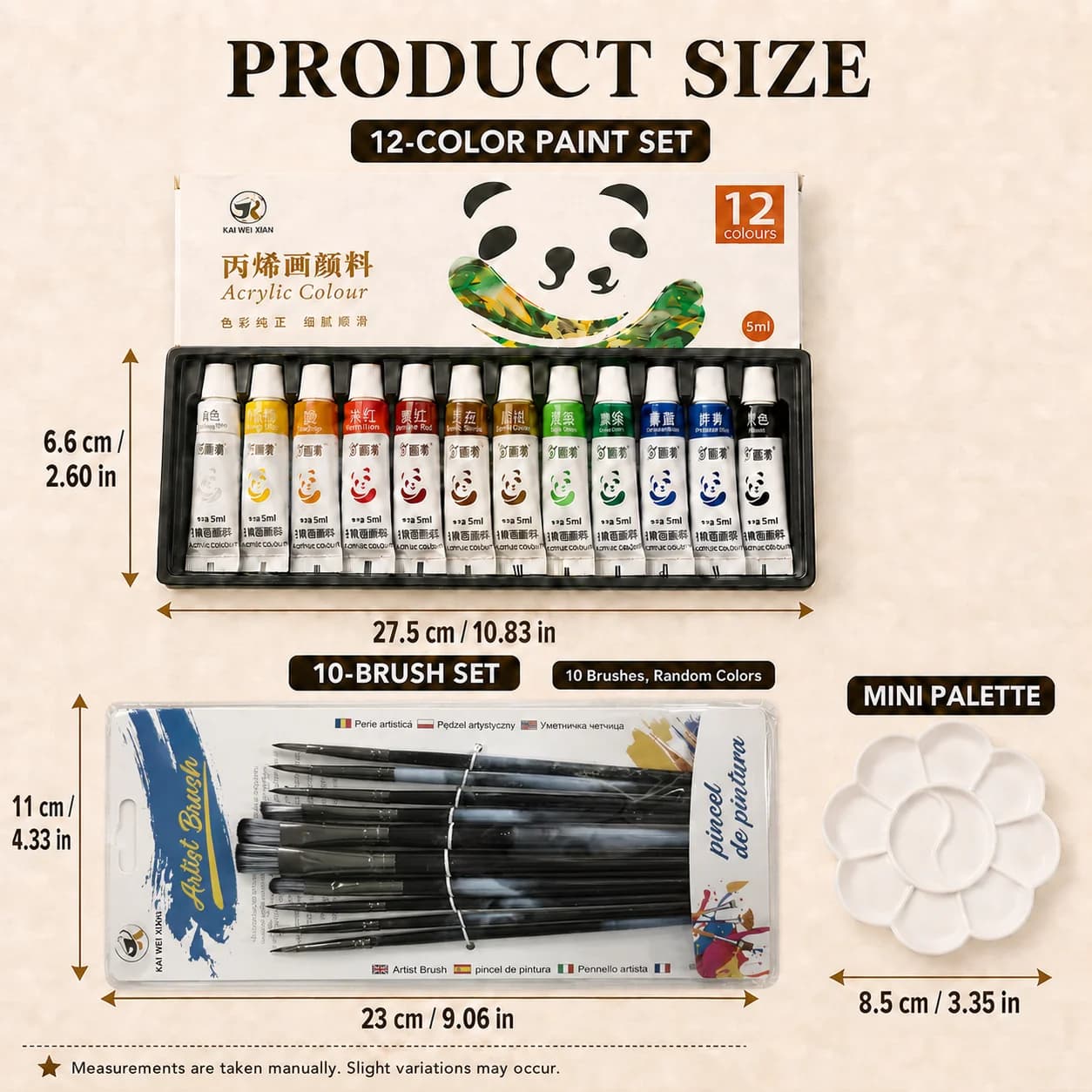 Acrylic Paint Set with Brushes and Palette
