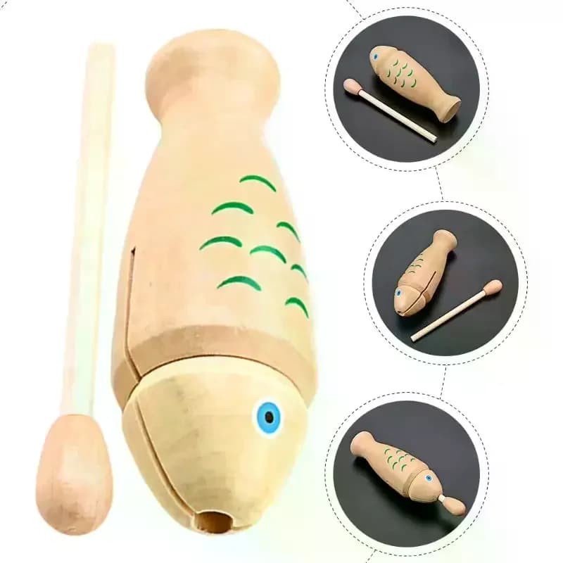 Wooden Percussion Fish Toy With Mallet