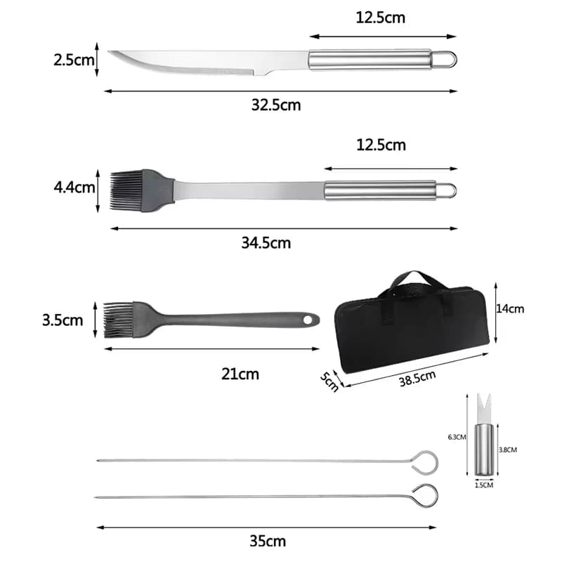 Stainless Steel BBQ Grill Utensils Set With Bag