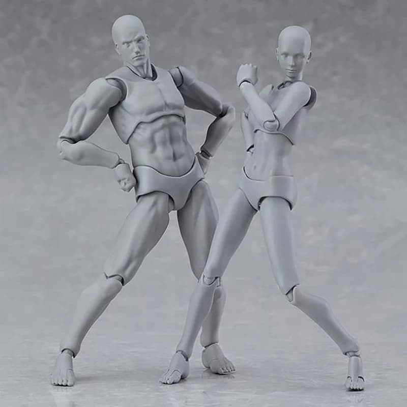 Poseable Action Figure Model with Stand