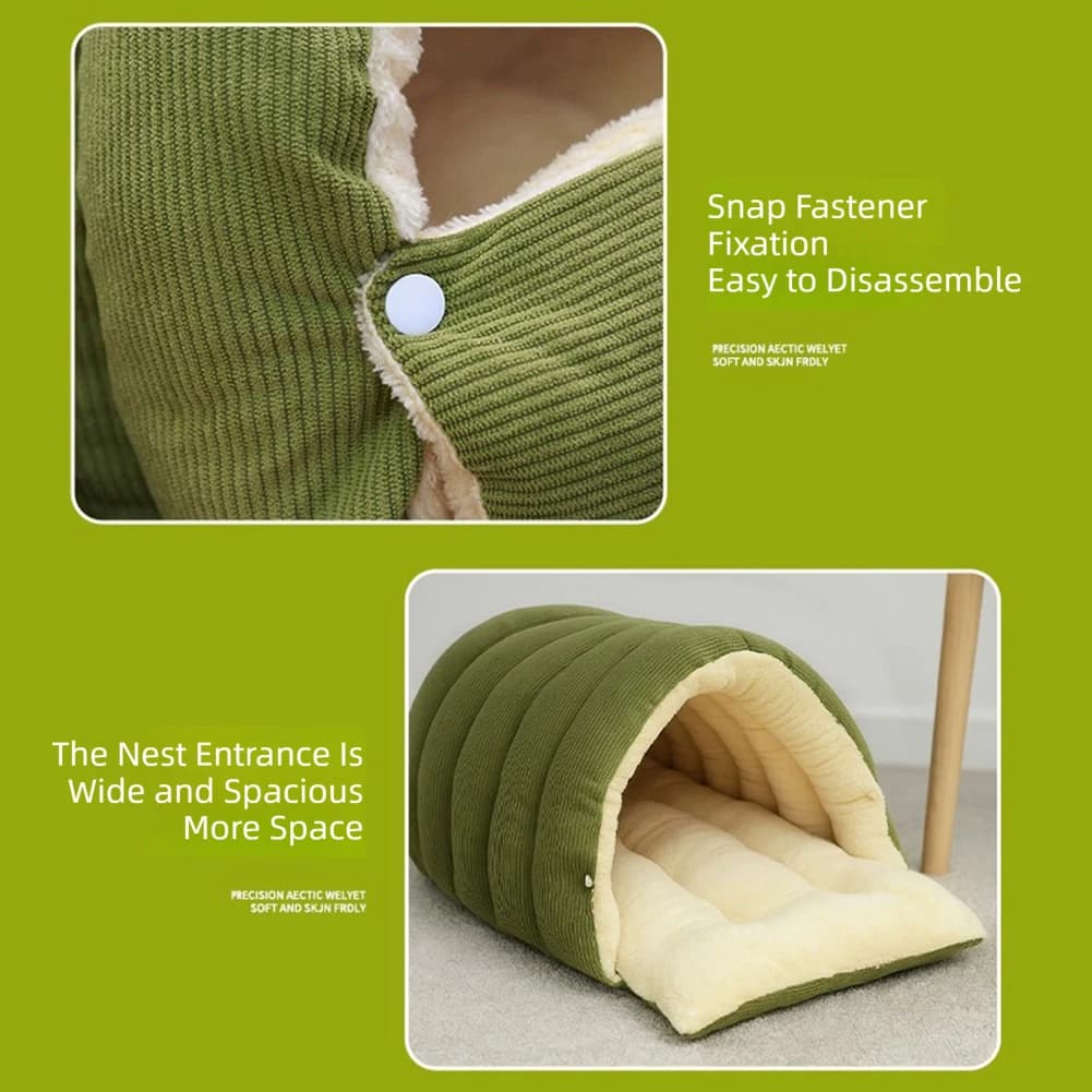 Removable Plush Pet Cave Bed