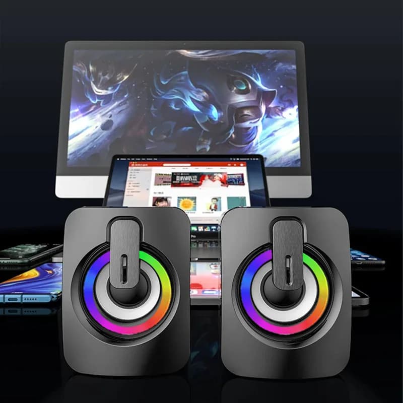 USB Desktop Speaker with Microphone and LED Light