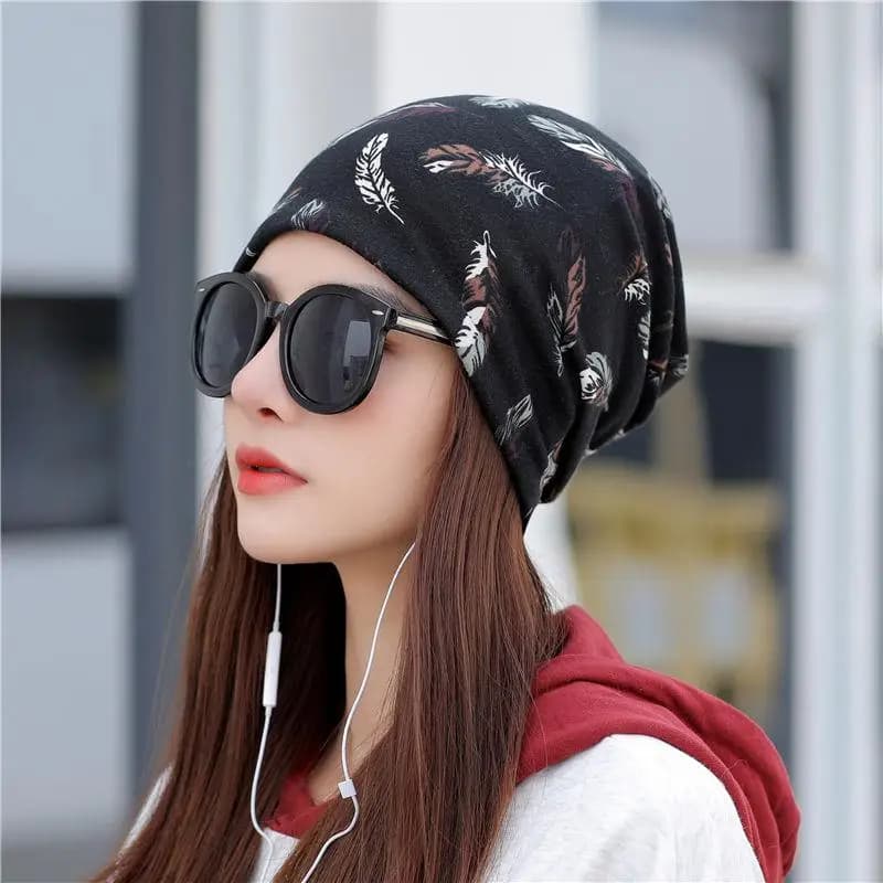 Feather Pattern Baggy Beanie