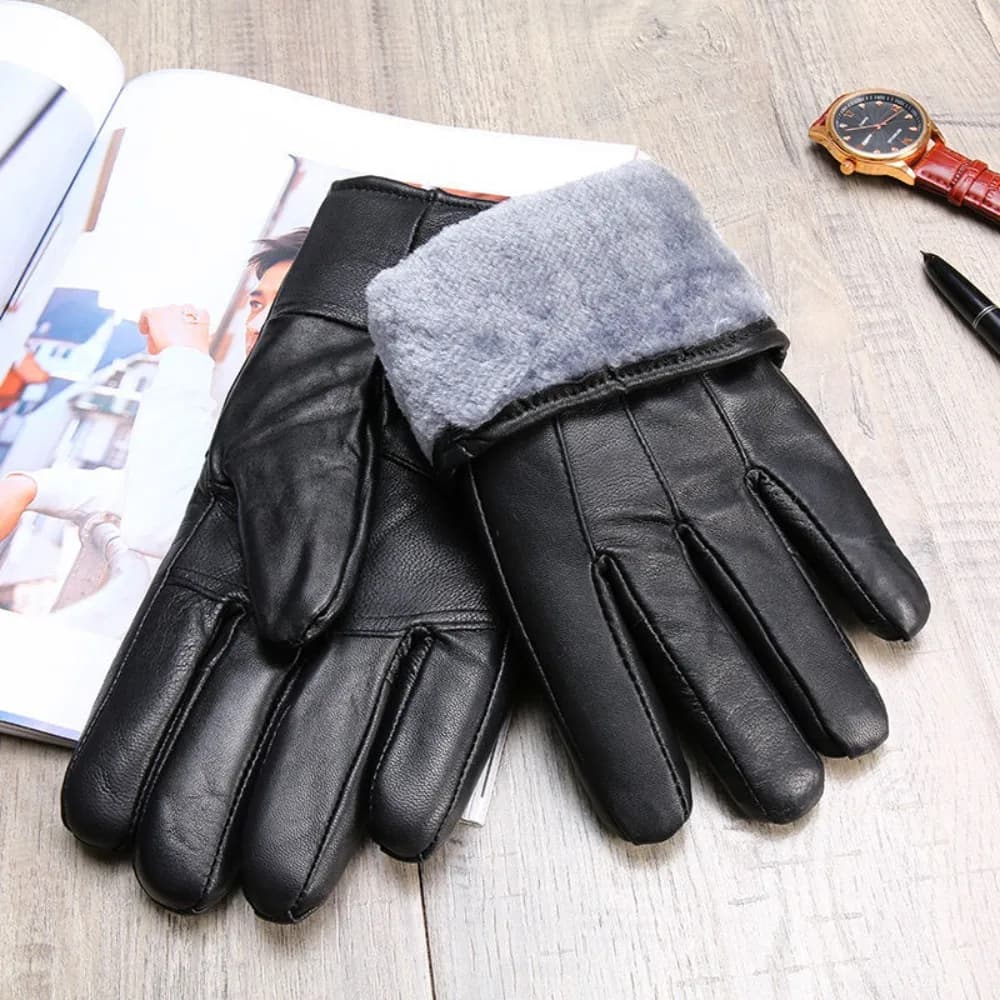 Fleece-Lined Leather Touchscreen Gloves