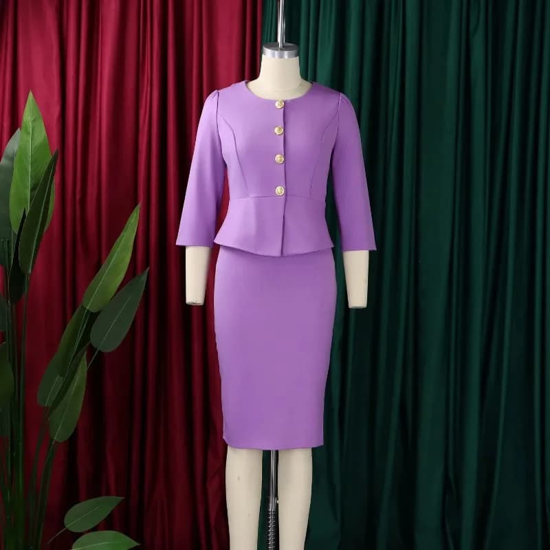 Bodycon Work Dress with Buttons