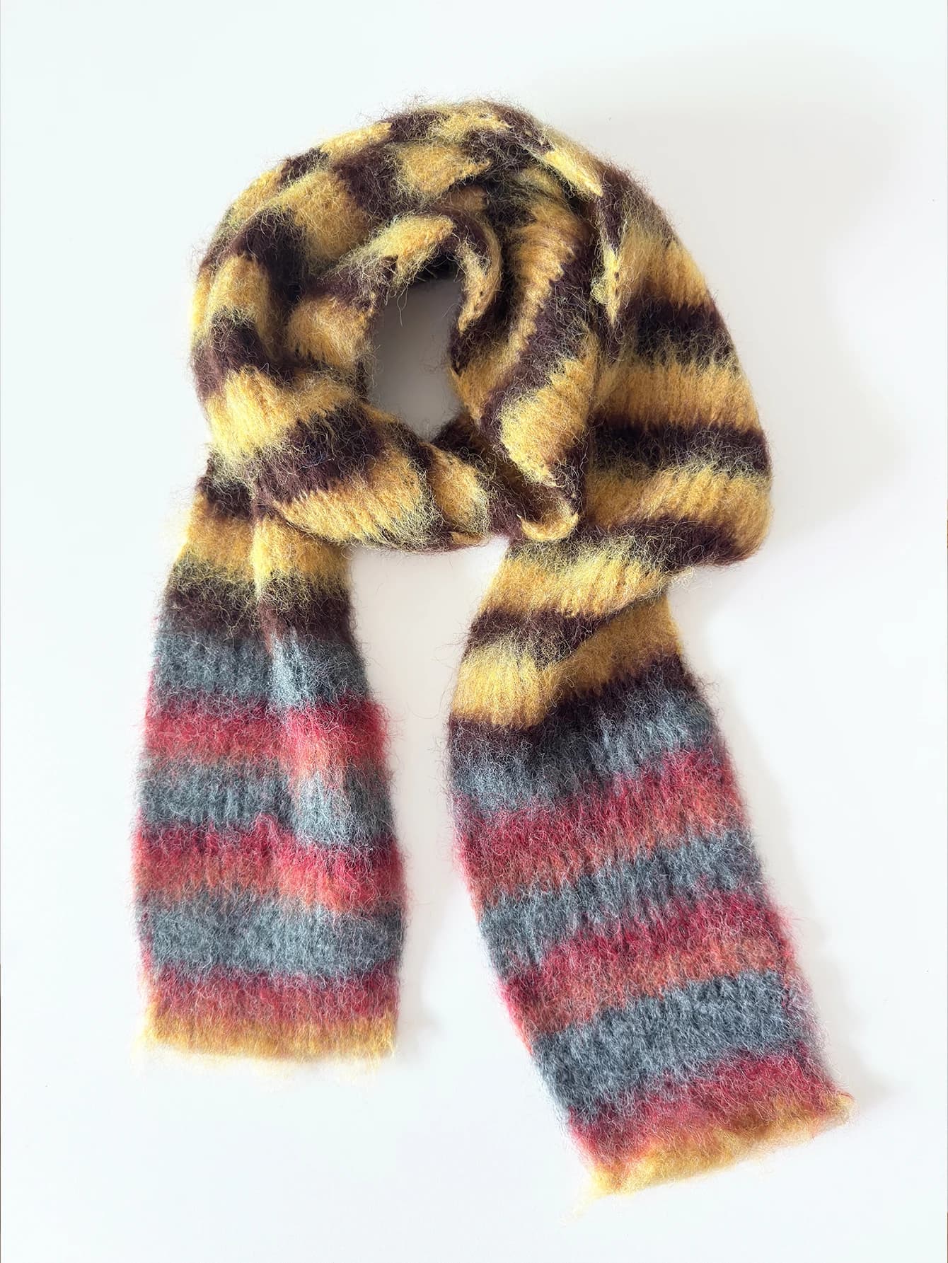 Winter Striped Knit Scarf