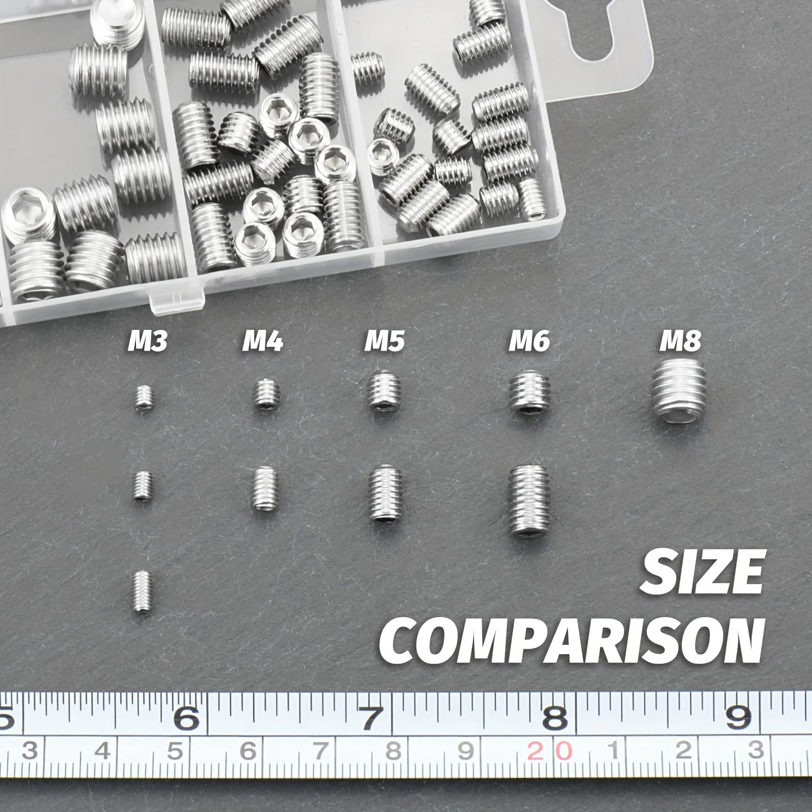 Set Screws Assortment Kit M3-M8 with Allen Keys