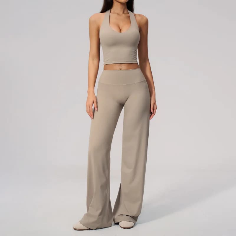 Yoga Set With Halter Neck Beautiful Back V Slim Fit Women's Gym Outfit Outdoor Running Training Fitness Leggings Two-piece Set