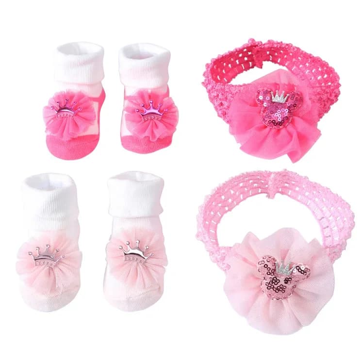 Baby Girl Socks and Bow Headband Set