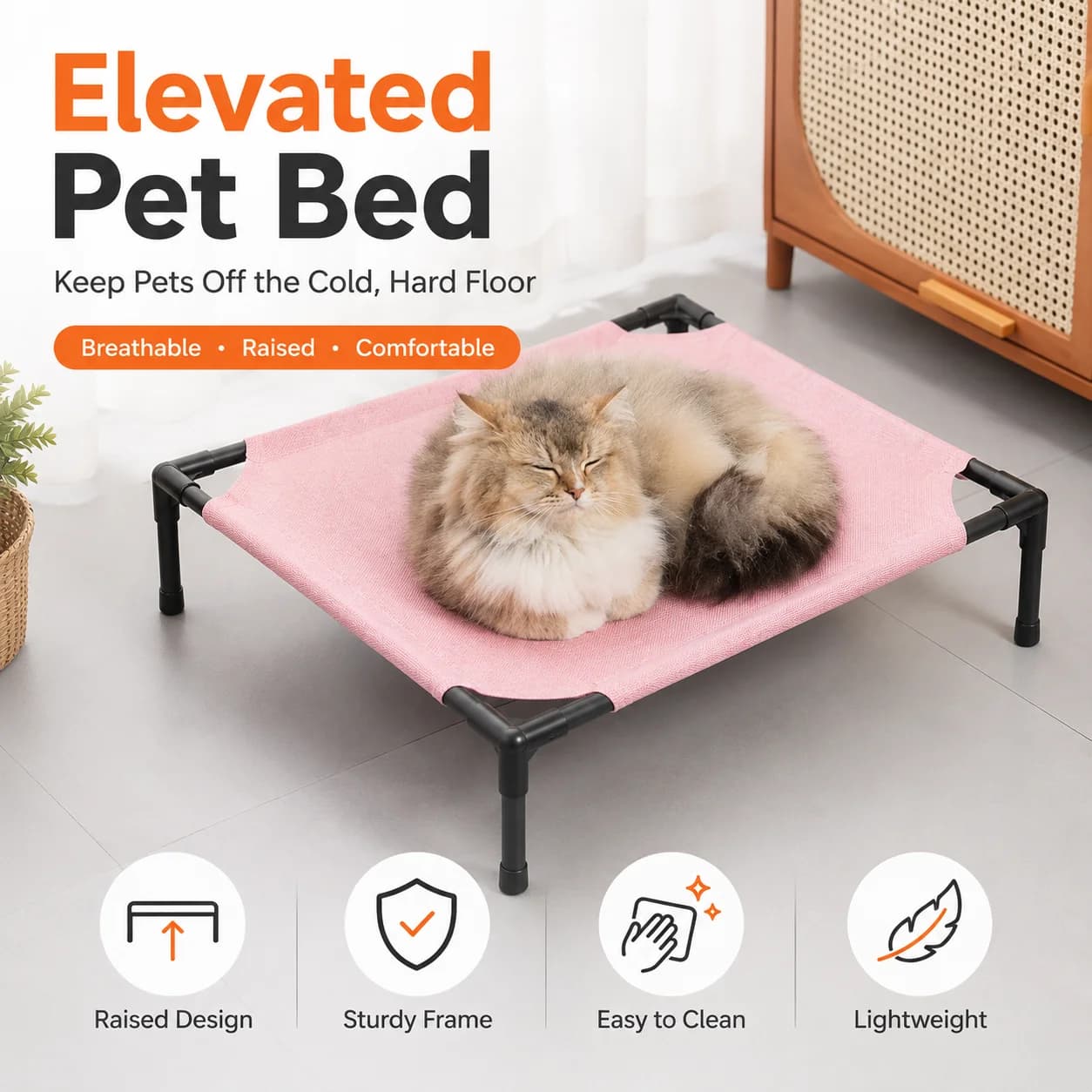 Portable Elevated Pet Bed Small