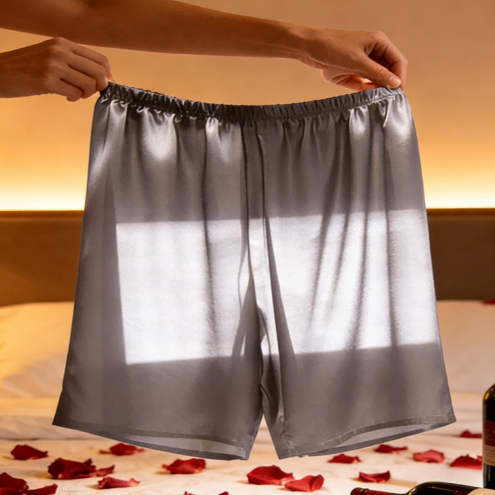 Men's Semi Sheer Silky Sleep Shorts