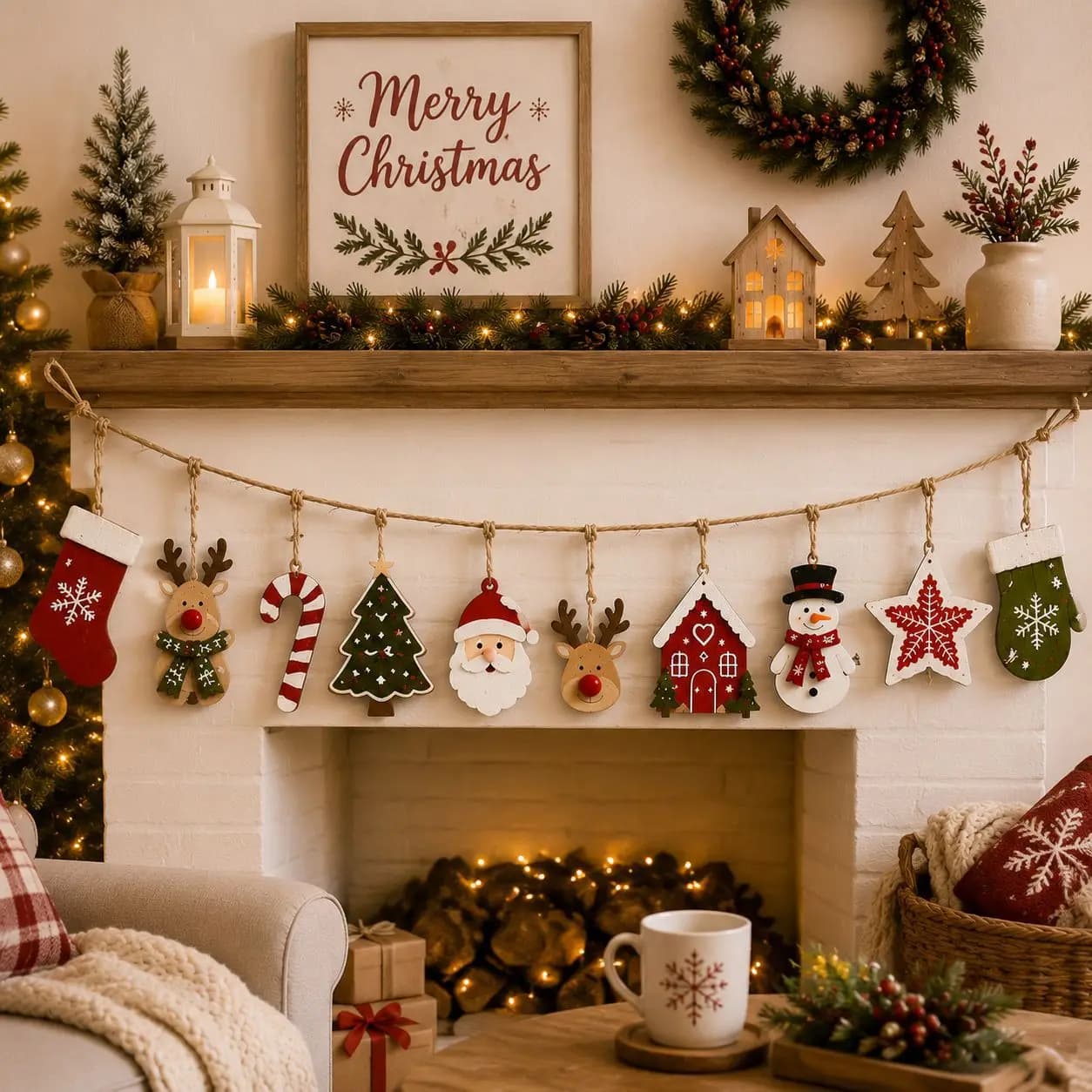 Christmas Wood Decorations Set