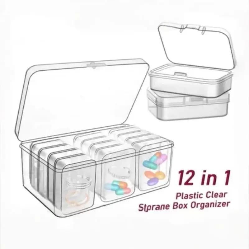Clear Compartment Storage Organizer Box