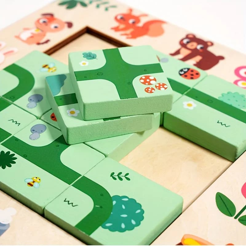 Wooden Maze Route Finding Puzzle Board