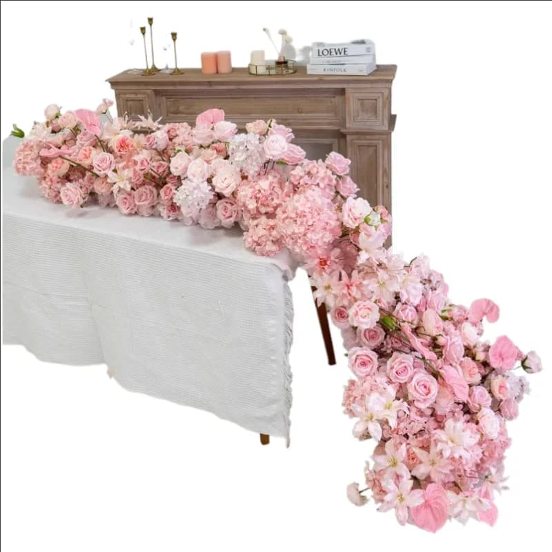Wedding Backdrop Decor Couch Around Floor Floral Table Runner Centerpiece Flower Row Event Prop Window Display Artificial Flower