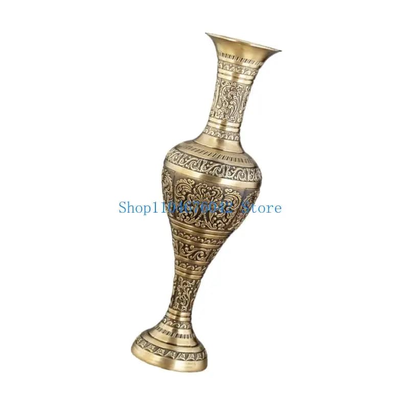Metal Embossed Geometric Floor Vase