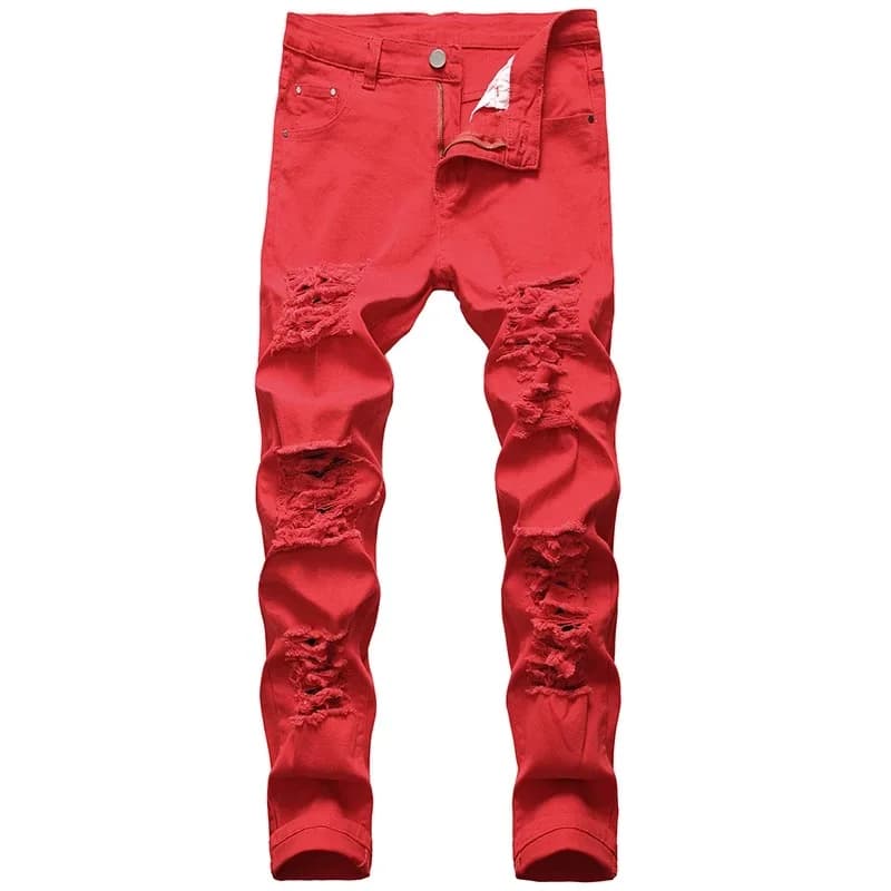Black Ripped Narrow Fit Jeans Men