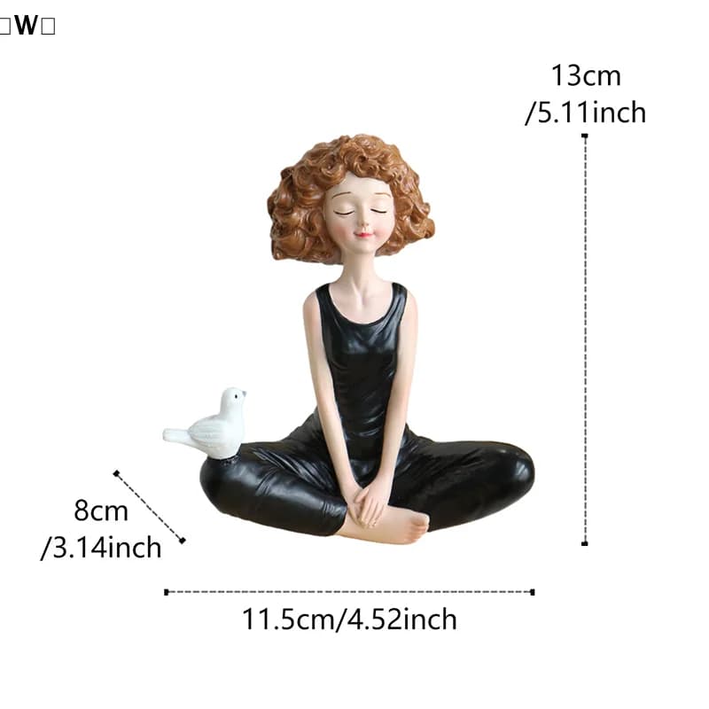 〔W〕Yoga Girl Figurines Yoga Statue Art Sculpture Figure Resin Home Decoration Desk Ornament, Statuette For Your Desk/Bookshelf