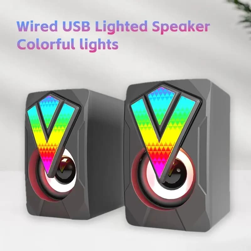 USB Wired Desktop Computer Speakers with Microphone