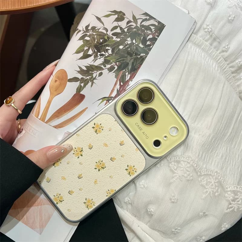 Camera Window Fower Phone Case For iPhone 17 16 15 14 Pro Max Glass Lens Protective Hard PC Back Cover