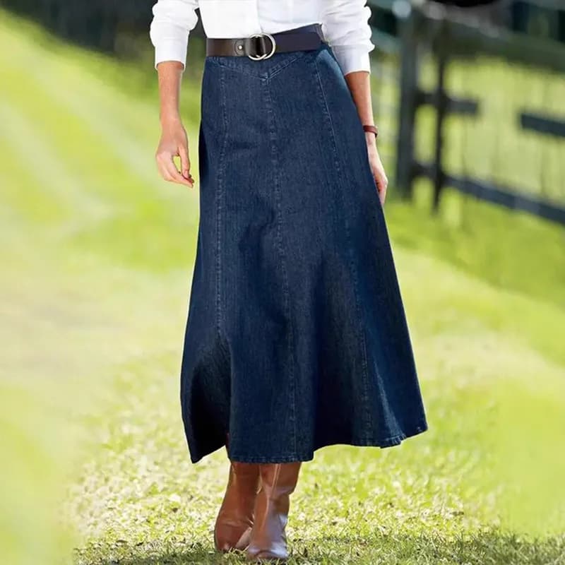 Women's Knee-Length Denim Skirt Dark Blue