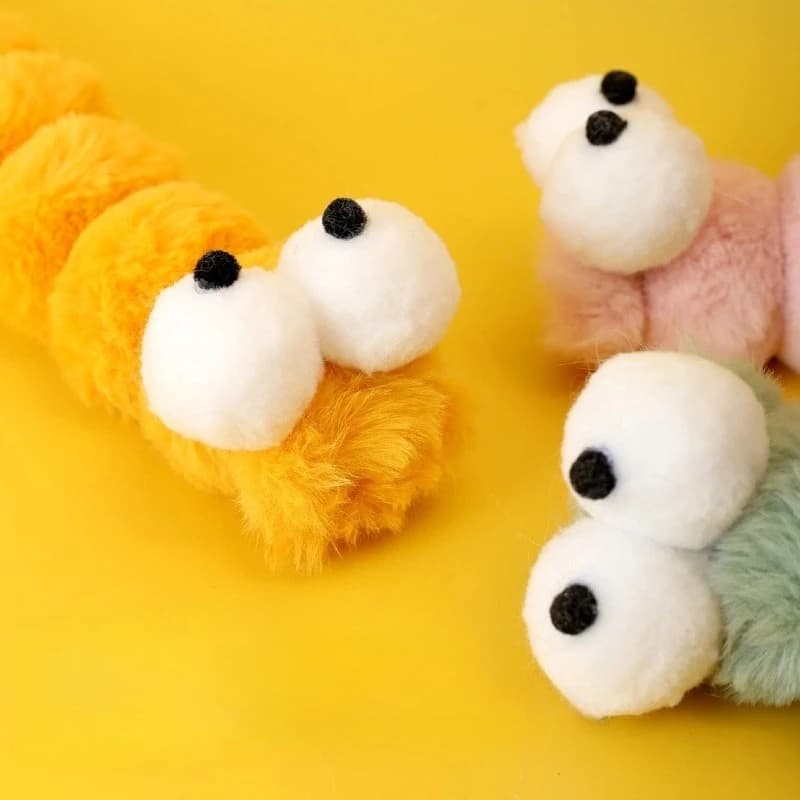 Cat Plush Chew Toy Plush Cushion Caterpillar Catnip Companionship Kitten Toy Cat Teaser Stick Interactive Cat Toy Supplies