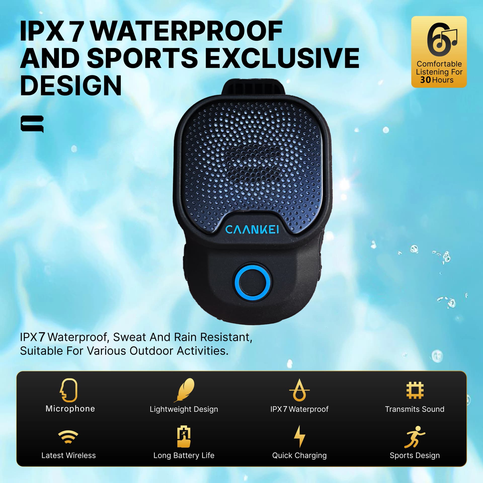 Waterproof Bluetooth Clip-On Speaker