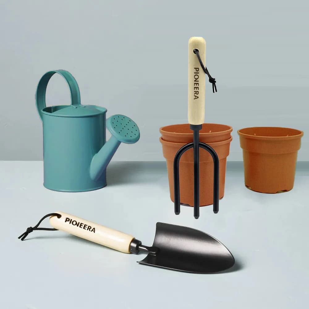Garden Tool Set With Watering Can And Planters