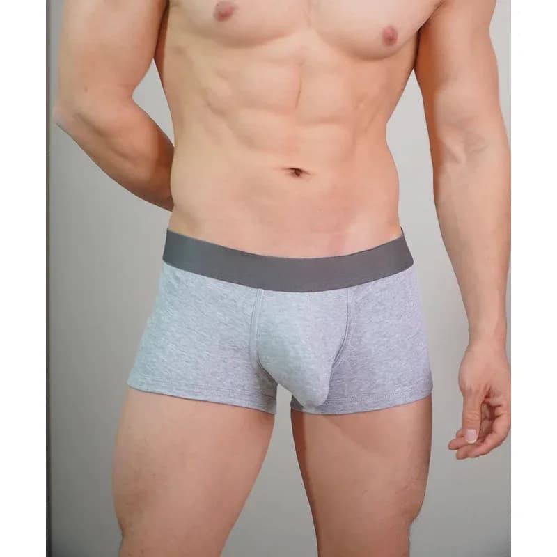 Men's Cotton Boxer Briefs with Large Pockets Comfortable Sexy Underpants Breathable Casual Briefs for Men