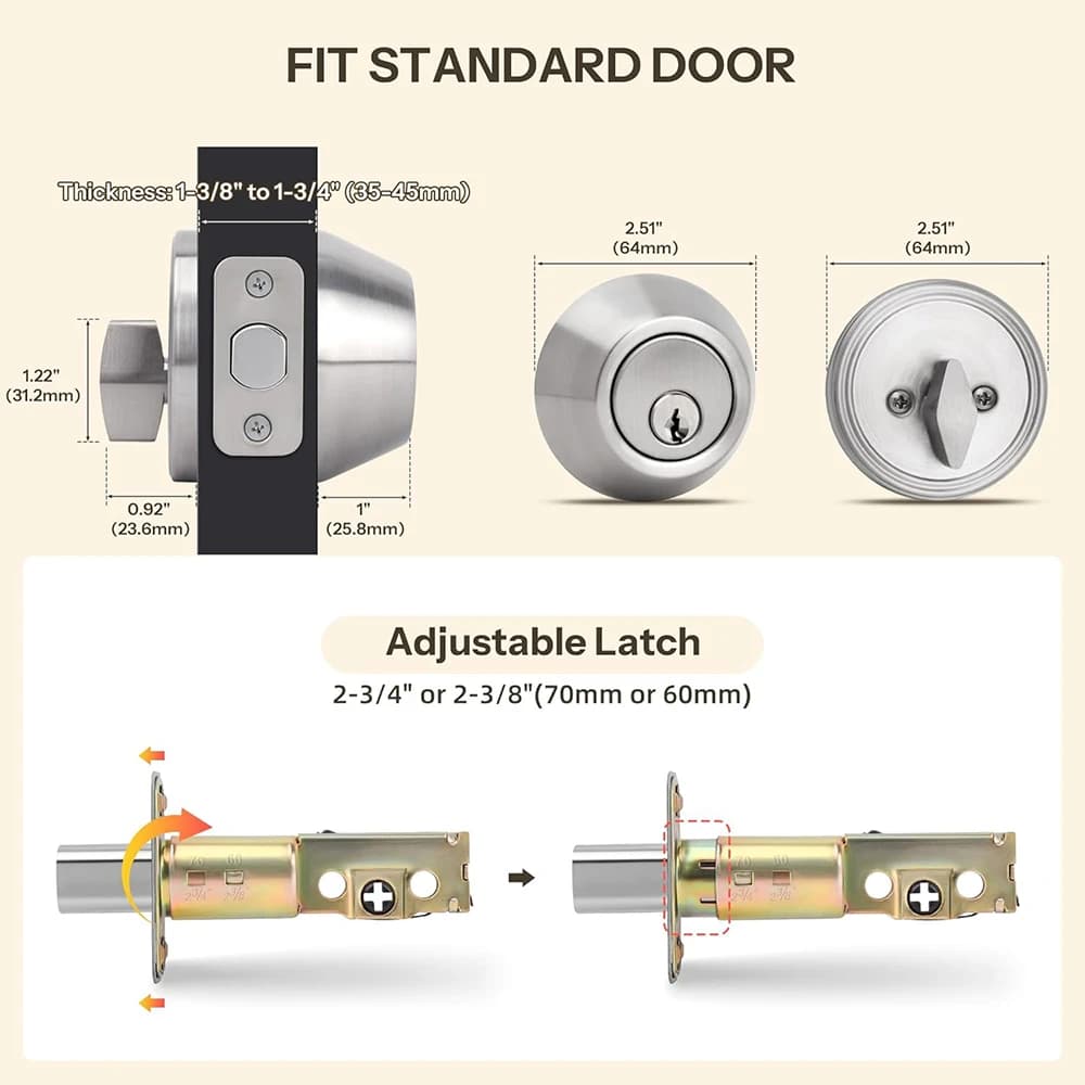 Stainless Steel Single Cylinder Deadbolt