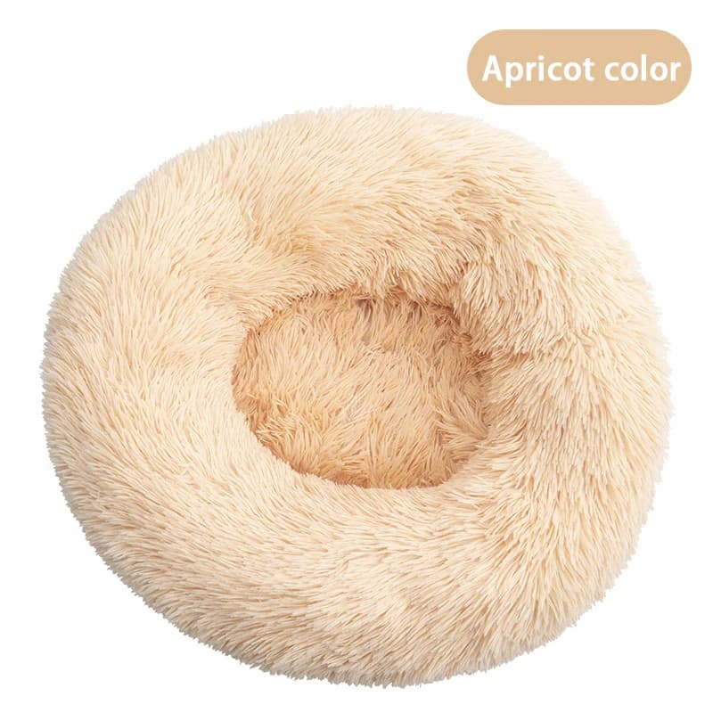 Furry pet bed - round cat bed and dog bed - soft and fluffy pet bed - ideal sleeping companion for kittens and puppies