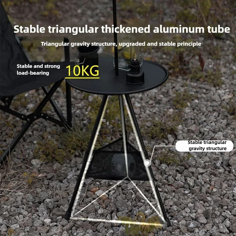 Portable Round Camping Table with Storage
