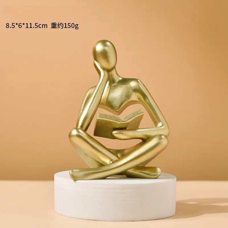 Bookshelf Decor Home Decor - Person Who is Thinking Abstract Thinker Sculpture Figurine Statue Resin Modern Reading Decoration
